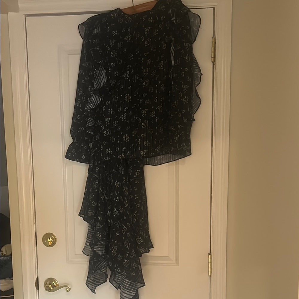 Black Floral Ruffle Shirt and Skirt
